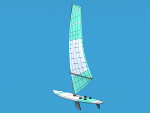 low poly cartoon windsurf 3D Model