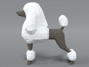 low poly cartoon standard poodle dog 3D Model