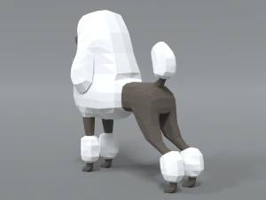 low poly cartoon standard poodle dog 3D Model