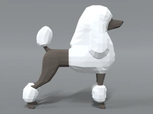 low poly cartoon standard poodle dog 3D Model