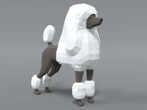 low poly cartoon standard poodle dog 3D Model