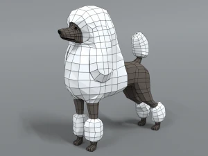 low poly cartoon standard poodle dog 3D Model