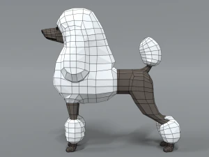 low poly cartoon standard poodle dog 3D Model