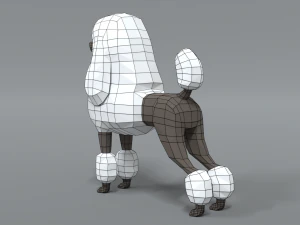 low poly cartoon standard poodle dog 3D Model