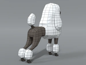 low poly cartoon standard poodle dog 3D Model