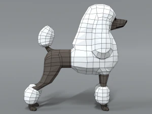 low poly cartoon standard poodle dog 3D Model