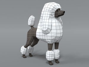 low poly cartoon standard poodle dog 3Dモデル