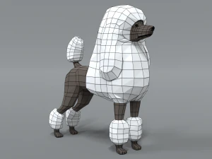 low poly cartoon standard poodle dog 3D Model