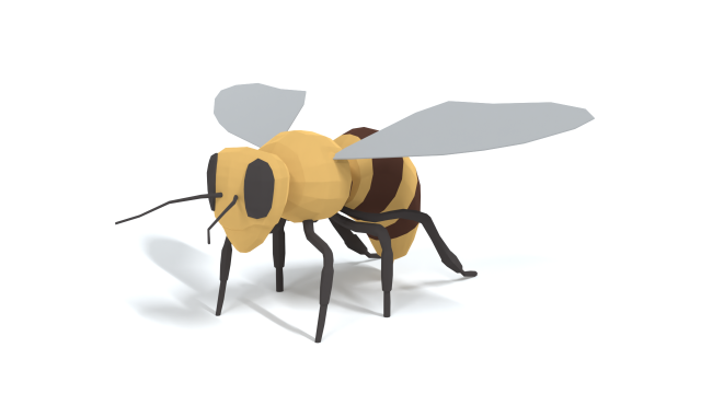 low poly cartoon honey bee 3D Model .c4d .max .obj .3ds .fbx .stl .blend 