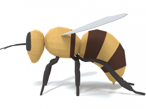 low poly cartoon honey bee 3D Model