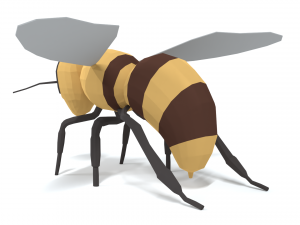 low poly cartoon honey bee 3D Model
