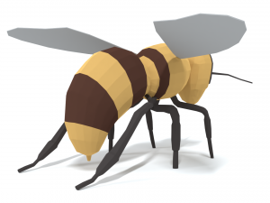 low poly cartoon honey bee 3D Model