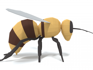 low poly cartoon honey bee 3D Model