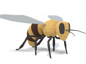 low poly cartoon honey bee 3D Model