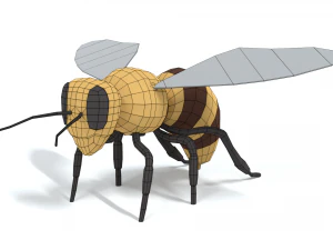 low poly cartoon honey bee 3D Model