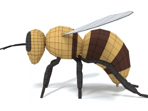 low poly cartoon honey bee 3D Model
