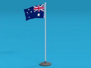 bandeira da austr&aacute;lia animada sem costura low poly Modelo 3D