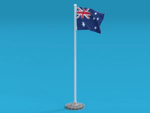 bandeira da austr&aacute;lia animada sem costura low poly Modelo 3D