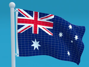 bandeira da austr&aacute;lia animada sem costura low poly Modelo 3D