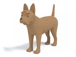 low poly cartoon yorkshire terrier dog 3D Model