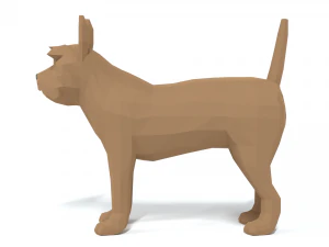 low poly cartoon yorkshire terrier dog 3D Model