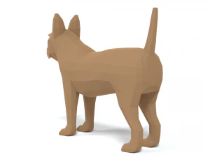 low poly cartoon yorkshire terrier dog 3D Model