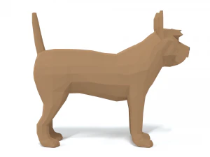 low poly cartoon yorkshire terrier dog 3D Model