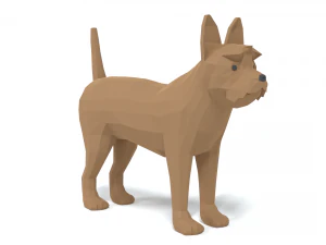 low poly cartoon yorkshire terrier dog 3D Model