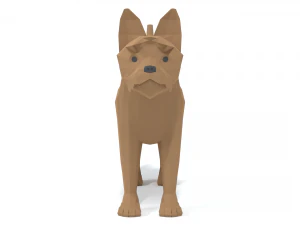 low poly cartoon yorkshire terrier dog 3D Model
