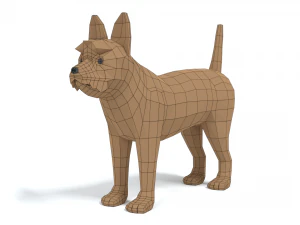 low poly cartoon yorkshire terrier dog 3D Model