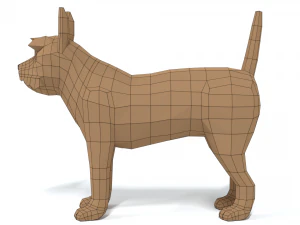 low poly cartoon yorkshire terrier dog 3D Model
