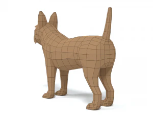 low poly cartoon yorkshire terrier dog 3D Model