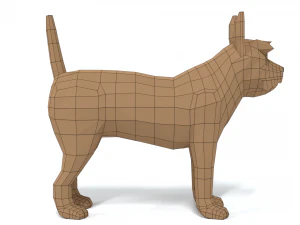 low poly cartoon yorkshire terrier dog 3D Model