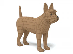 low poly cartoon yorkshire terrier dog 3D Model