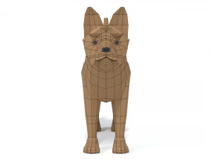 low poly cartoon yorkshire terrier dog 3D Model