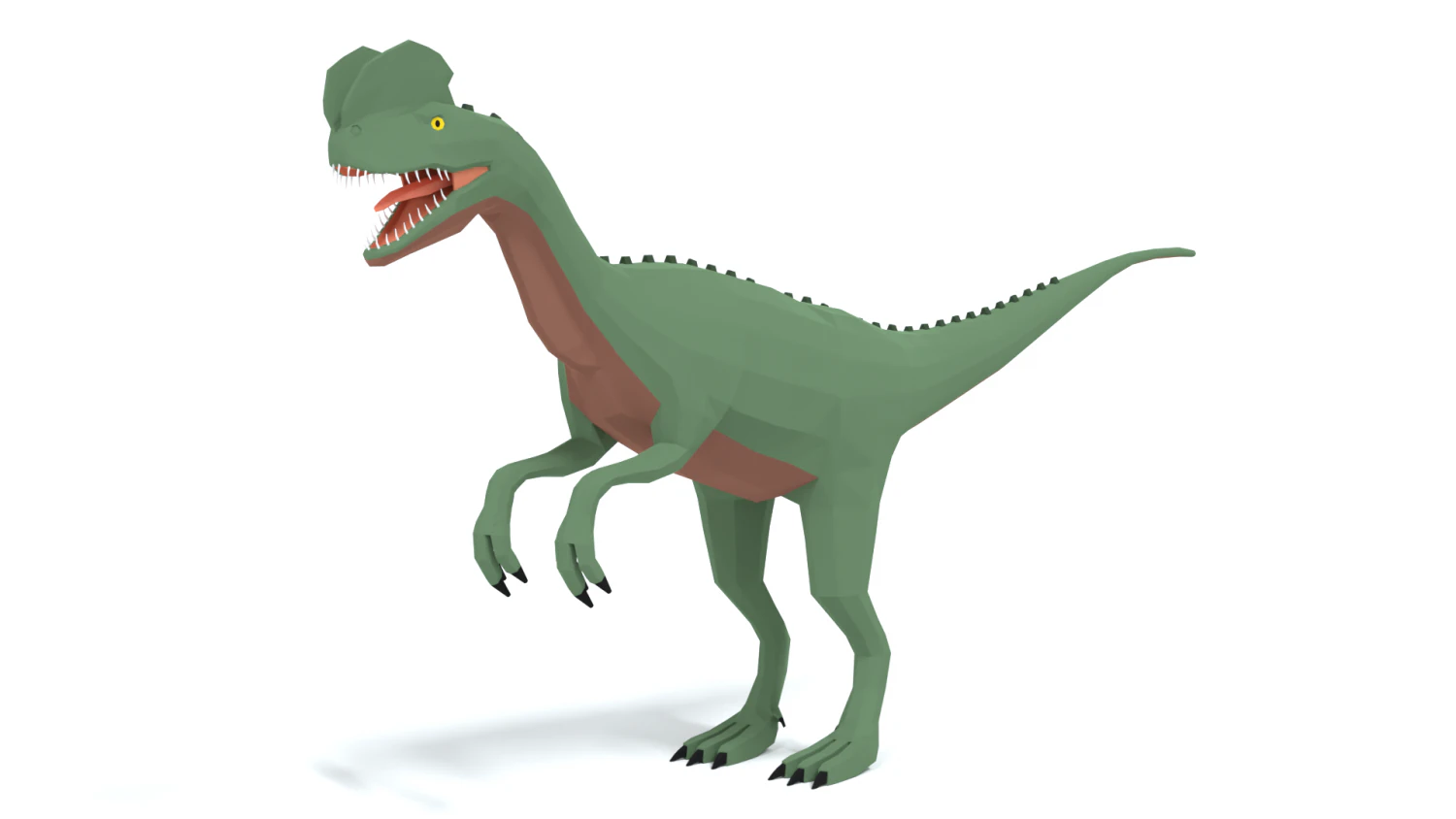 low poly cartoon dilophosaurus dinosaur 3D Model .c4d .max .obj .3ds .fbx .stl .blend 
