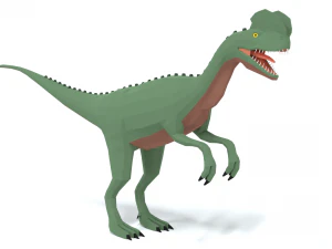 low poly cartoon dilophosaurus dinosaur 3D Model