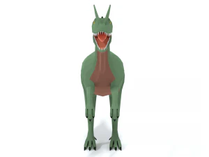 low poly cartoon dilophosaurus dinosaur 3D Model