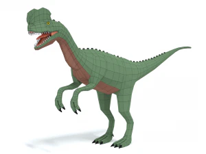 low poly cartoon dilophosaurus dinosaur 3D Model