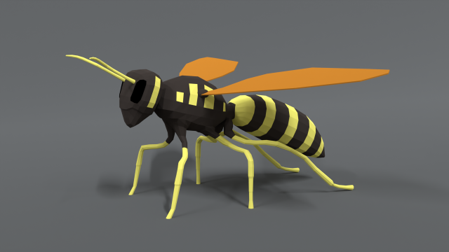 low poly cartoon hornet Modello 3D .c4d .max .obj .3ds .fbx .stl .blend 