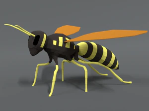 Low-Poly-Cartoon-Hornisse 3D Modell