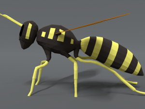 low poly cartoon hornet Modello 3D