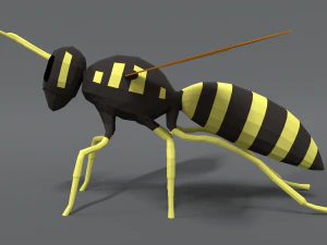 low poly cartoon hornet 3D Model