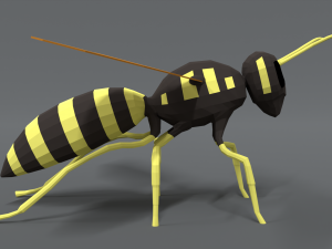 low poly cartoon hornet Modello 3D
