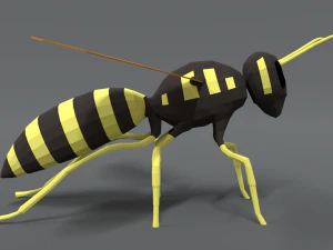 low poly cartoon hornet 3D Model