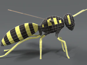 low poly cartoon hornet 3D Model