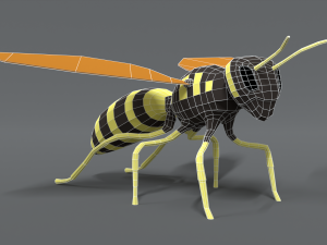 low poly cartoon hornet Modello 3D