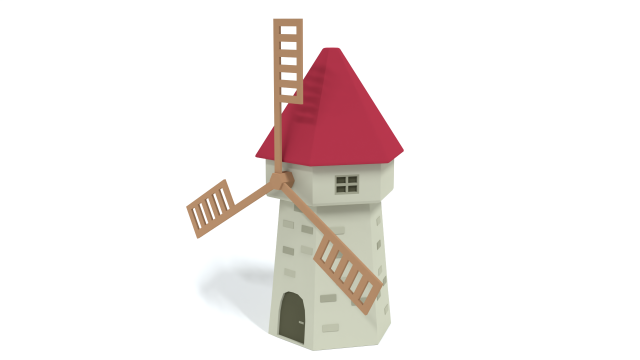 low poly cartoon windmill 3D Model .c4d .max .obj .3ds .fbx .stl .blend 