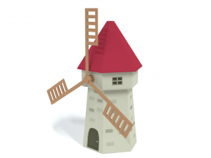 low poly cartoon windmill Modèle 3D
