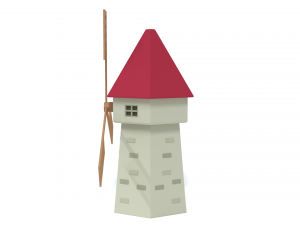 low poly cartoon windmill 3D Model